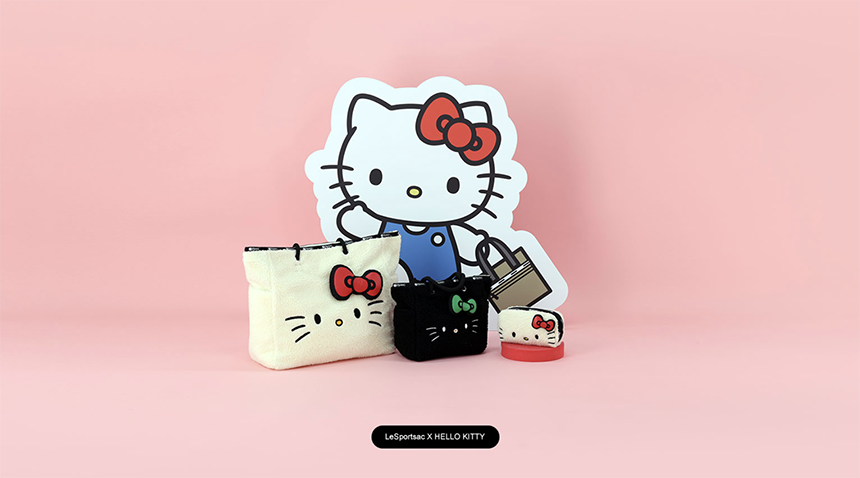 레스포삭 헬로키티 50주년 한정판 뽀글이 파우치 양털 화장품 코스메틱 HELLO KITTY